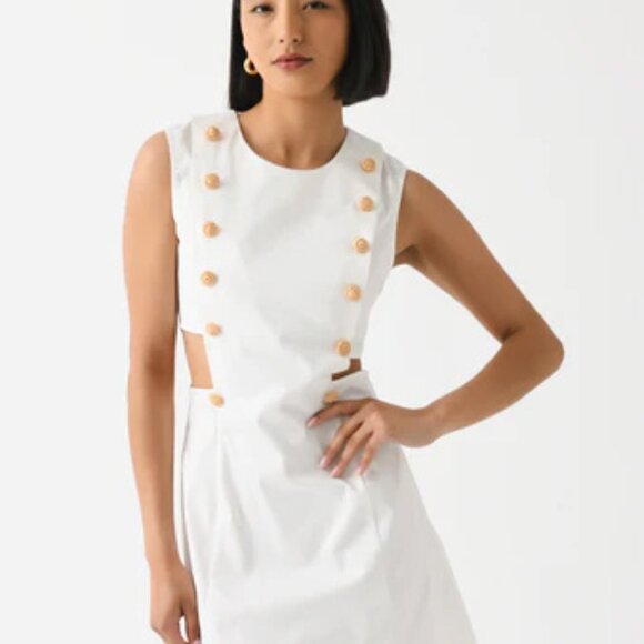 MY BEACHY SIDE MARIN WHITE MINI DRESS NAUTICAL GOLD BUTTONS NWT $378 MEDIUM M - Picture 15 of 16
